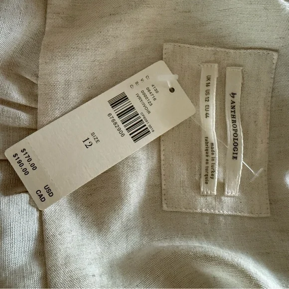 Anthropologie V-Neck Knot Front Midi Dress ⚜️Ivory⚜️ Size 12 - Picture 13 of 16